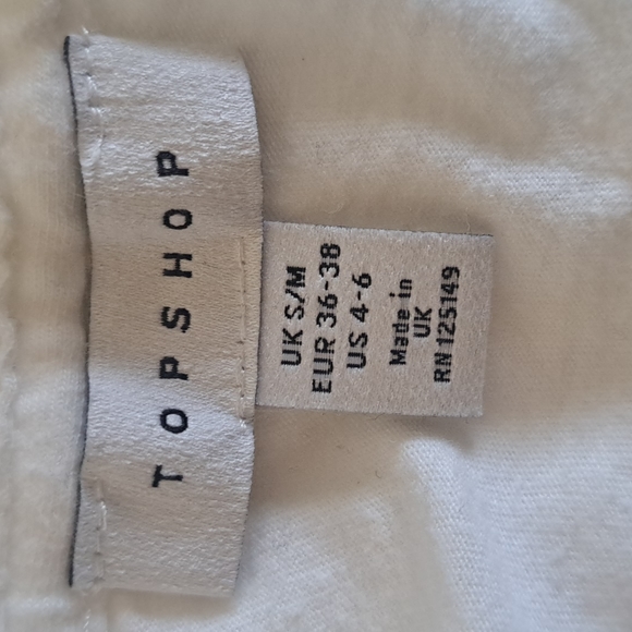 Topshop Cropped Eiffle Tower White Cuffed Sleeved Shirt size 4-6 - Picture 6 of 7